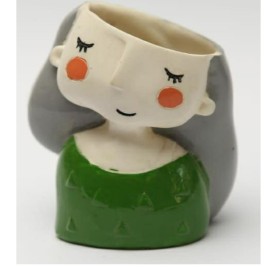 Girl Green Resin Pot